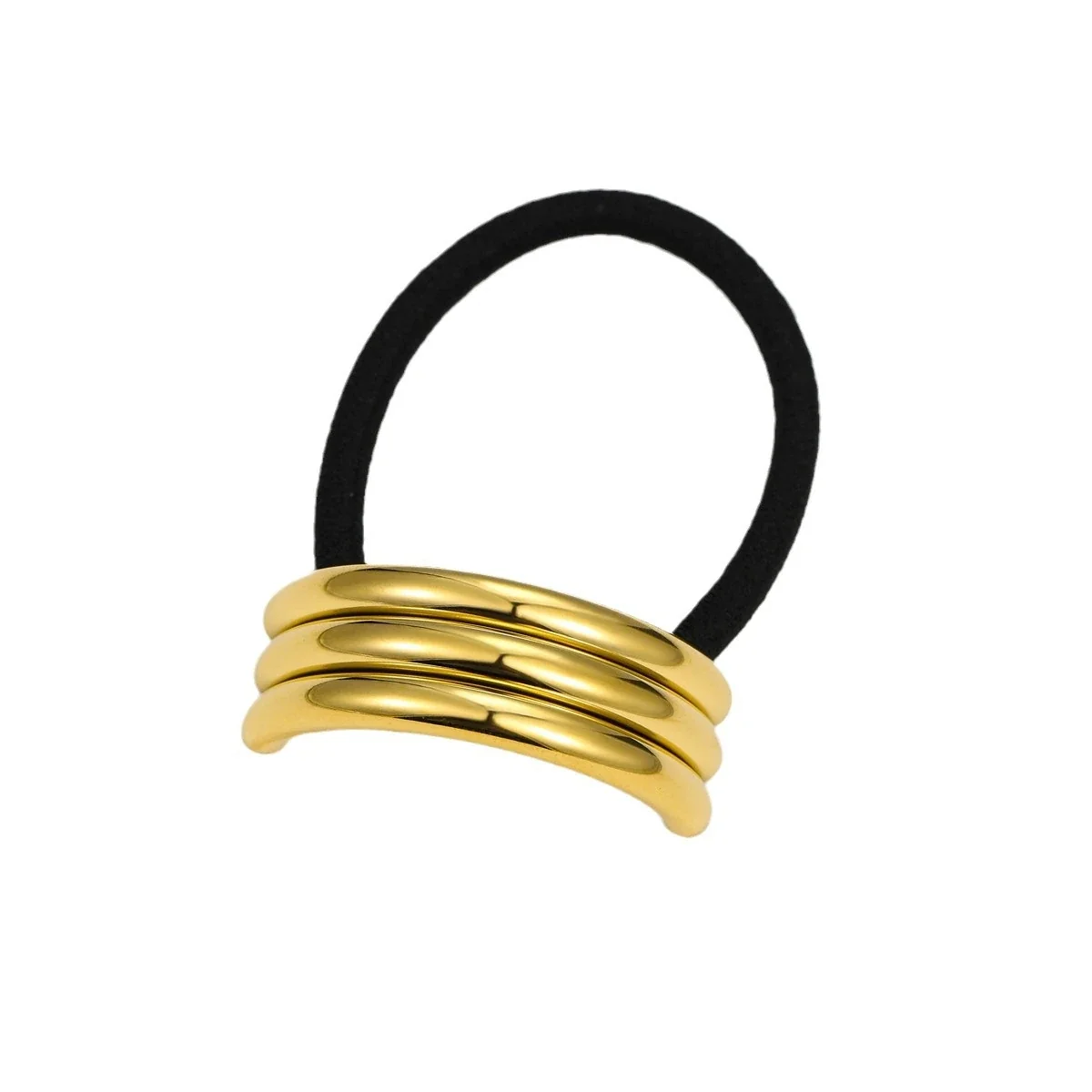 Hair Tie with Curved Multi-Bar Gold-Plated Stainless Steel