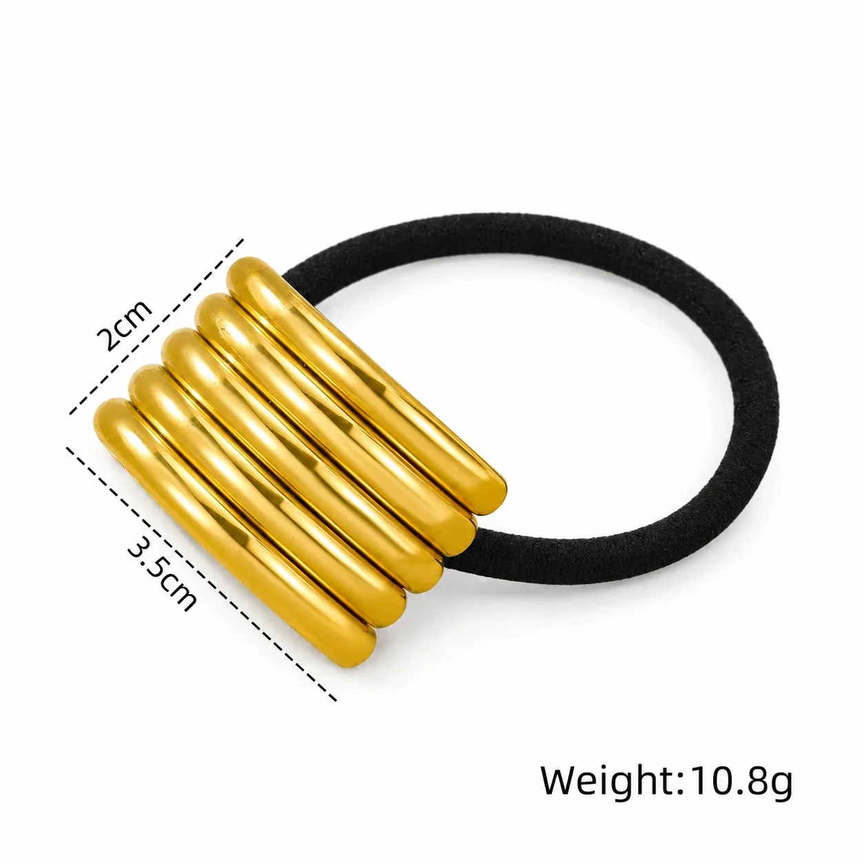 Photo produit : Élastique à cheveux en acier inoxydable plaqué or à barres courbes multiples