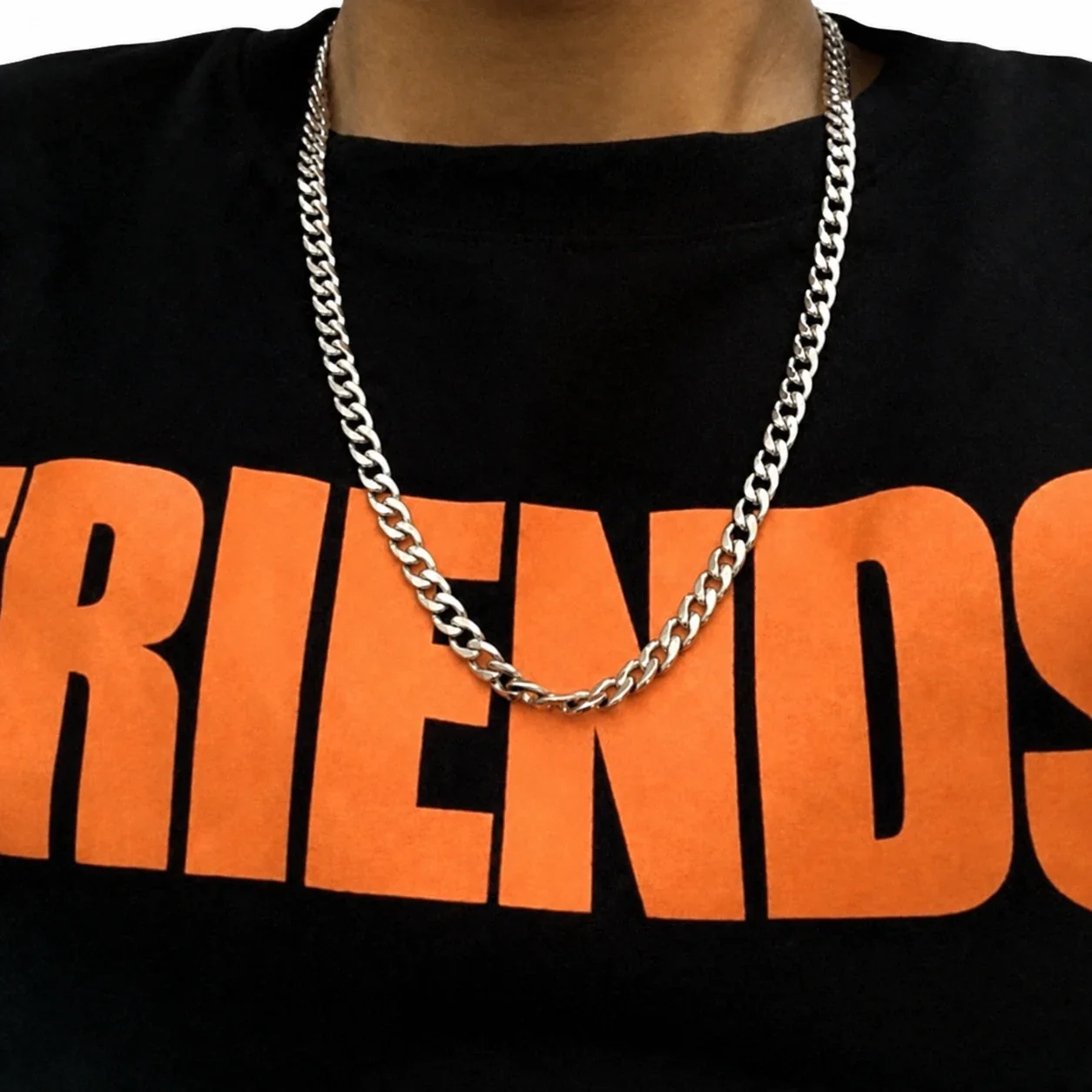 Polished Stainless Steel Cuban Link Chain Necklace