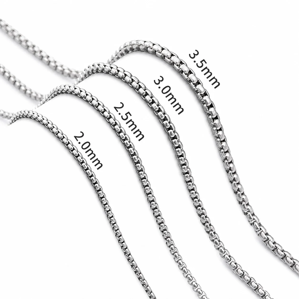 Polished Stainless Steel Cuban Link Chain Necklace - Silver Pearl . mm cm