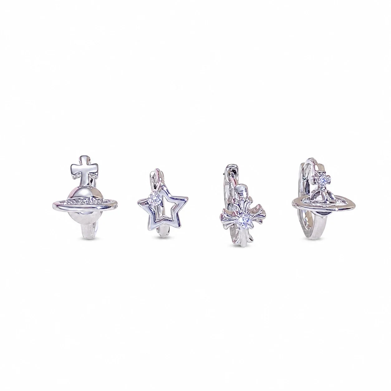 Celestial 316 Stainless Steel CZ Charm Ear Cuff