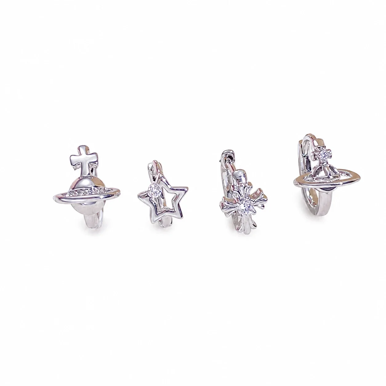 Celestial 316 Stainless Steel CZ Charm Ear Cuff - Silver Star . x mm
