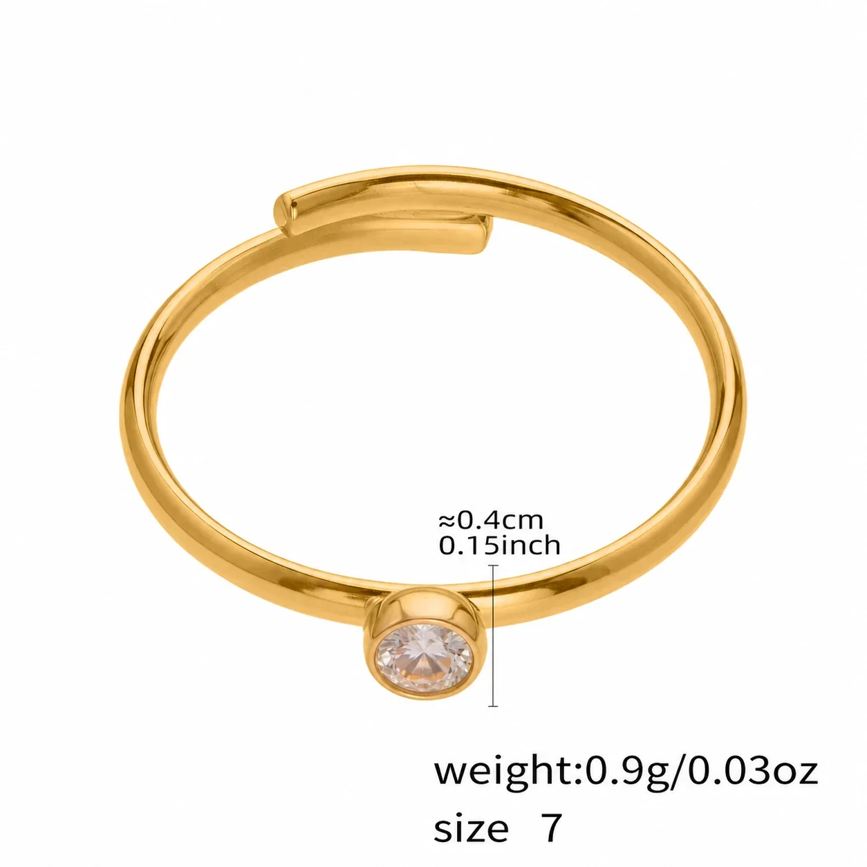 Sculptural 18K Gold-Plated Multi-Loop CZ Stacking Ring - Gold Single CZ