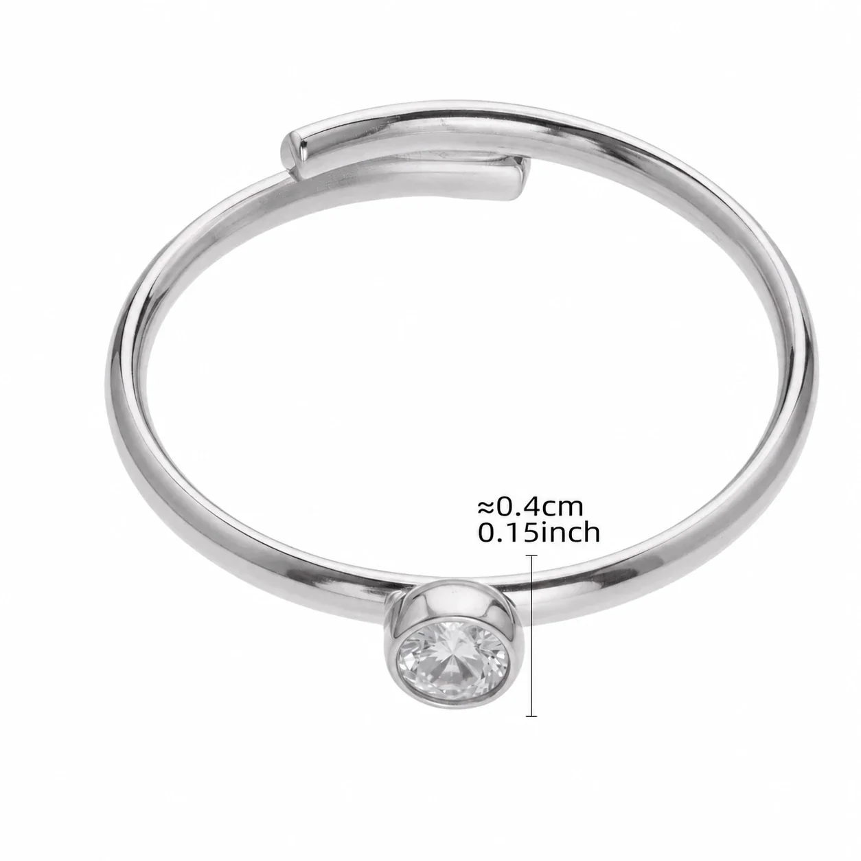 Sculptural 18K Gold-Plated Multi-Loop CZ Stacking Ring - Silver Single CZ