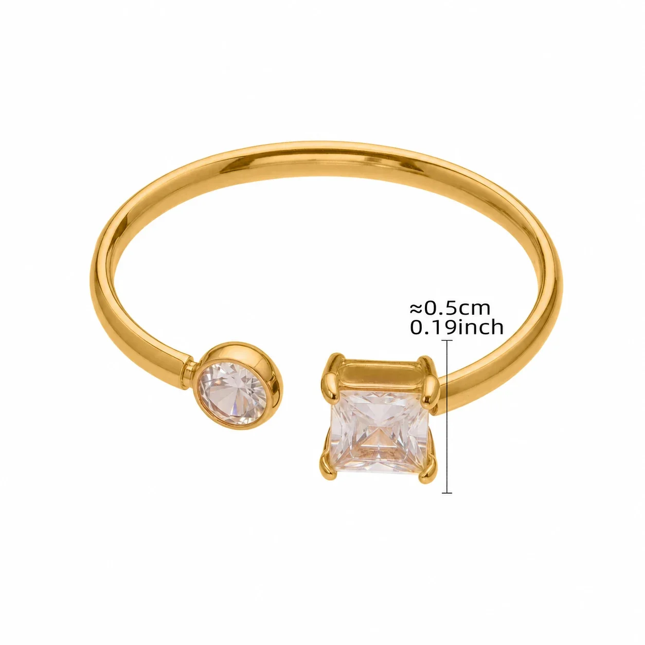 Sculptural 18K Gold-Plated Multi-Loop CZ Stacking Ring - Silver Square CZ