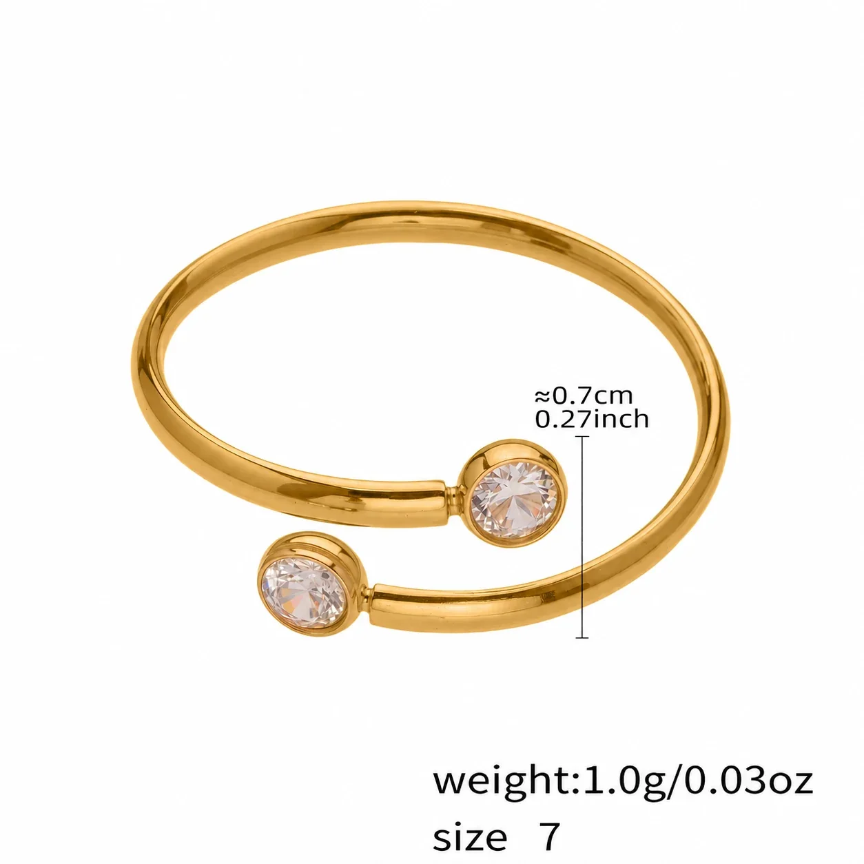 Sculptural 18K Gold-Plated Multi-Loop CZ Stacking Ring - Silver Double CZ
