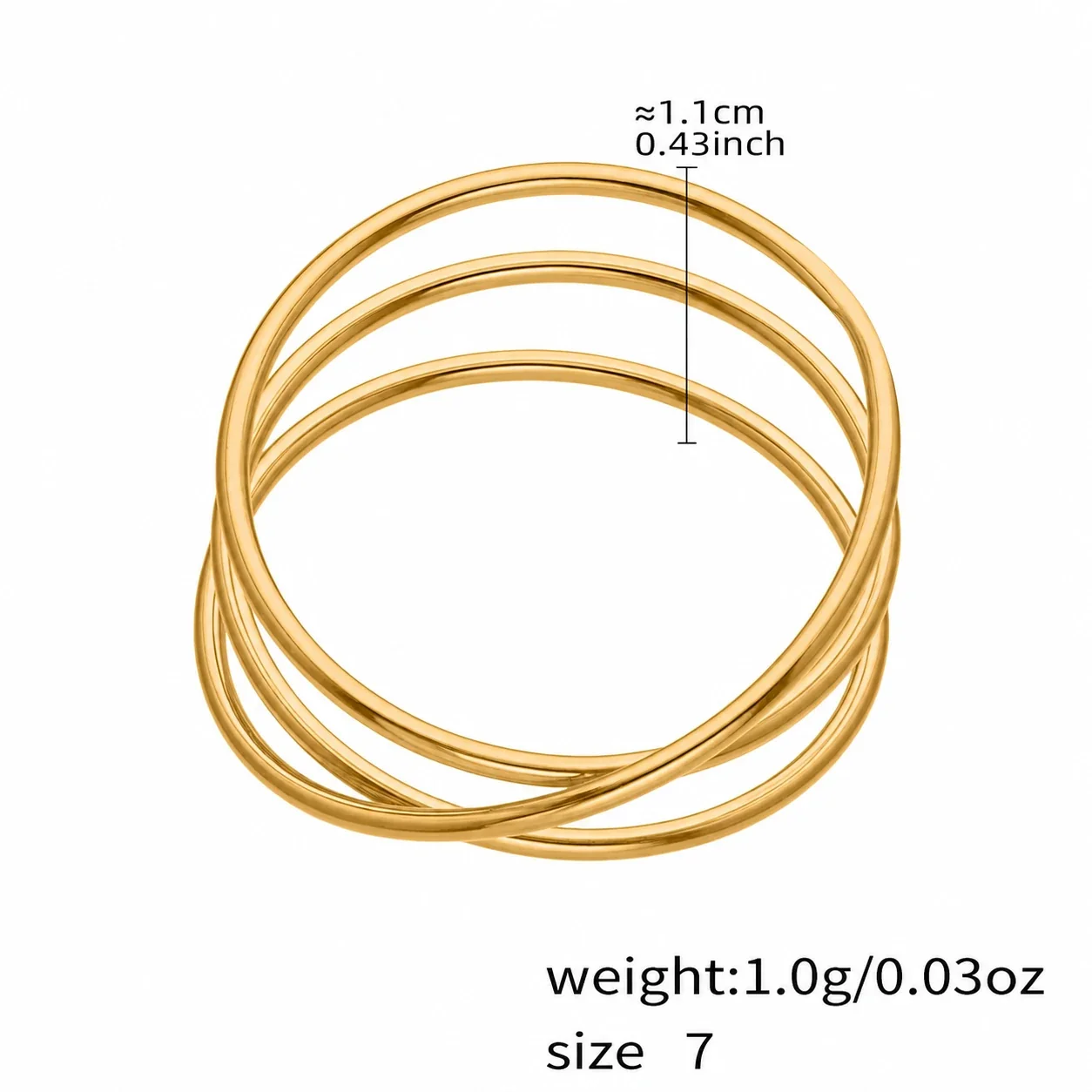 Sculptural 18K Gold-Plated Multi-Loop CZ Stacking Ring - Gold Geometric Multi-Layer