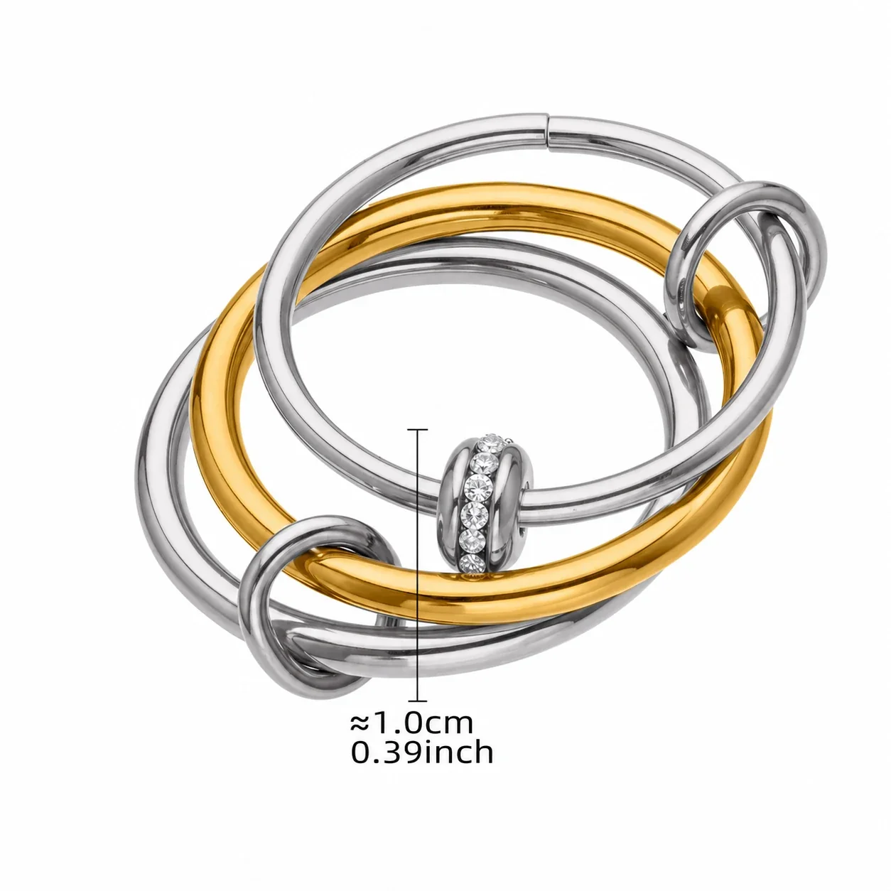 Sculptural 18K Gold-Plated Multi-Loop CZ Stacking Ring - Tone Geometric Multi-Layer