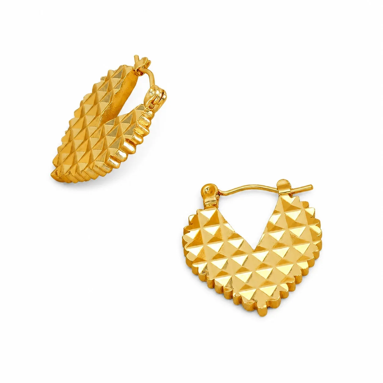 Bold 18K Gold-Plated Textured Geometric Hoop Earrings