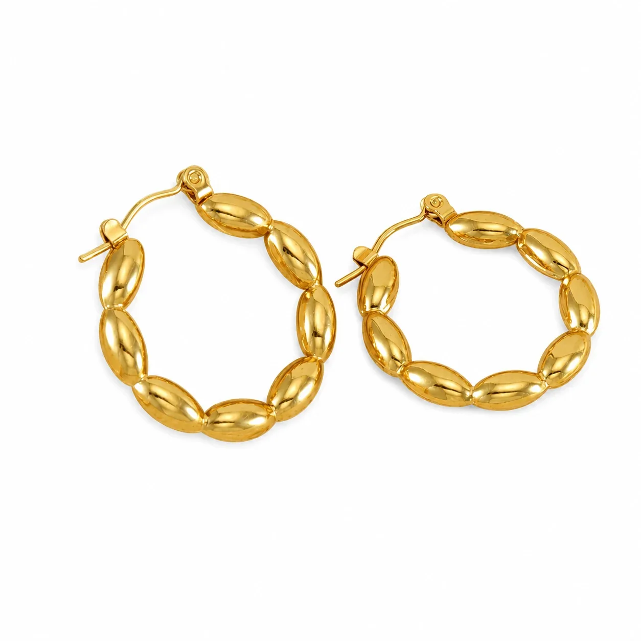 Bold 18K Gold-Plated Textured Geometric Hoop Earrings