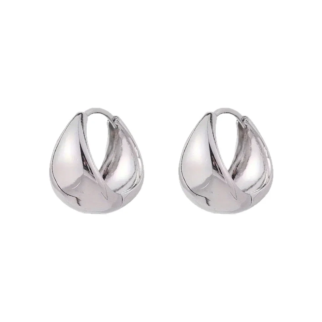 Sculptural 316 Stainless Steel Stainless Teardrop Dome Huggie PVD Earrings