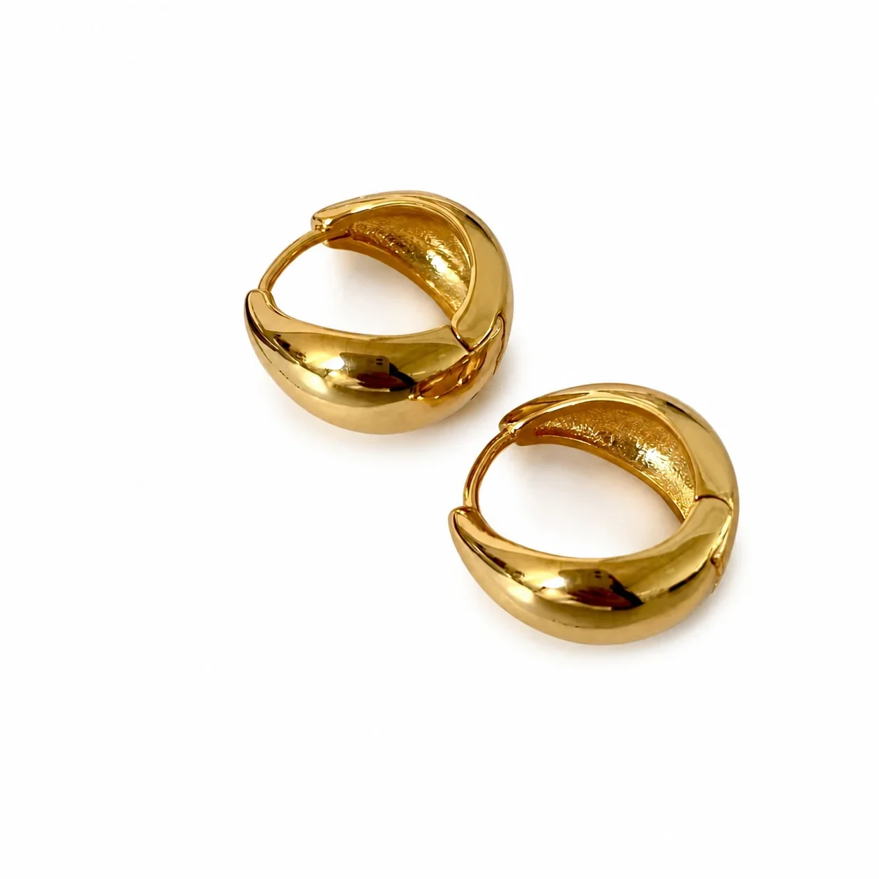 Sculptural 316 Stainless Teardrop Dome Huggie Earrings