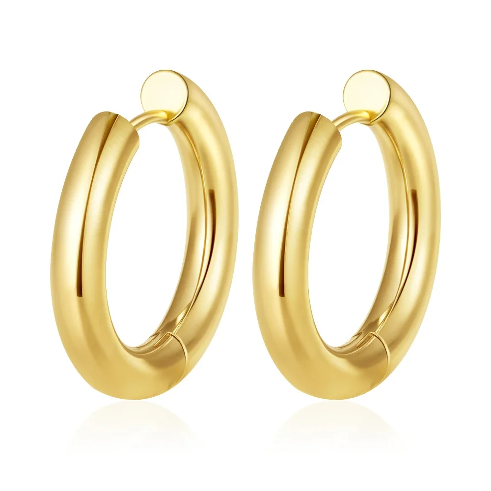 Polished Tube Hinged 316 Stainless Steel PVD Hoop Earrings