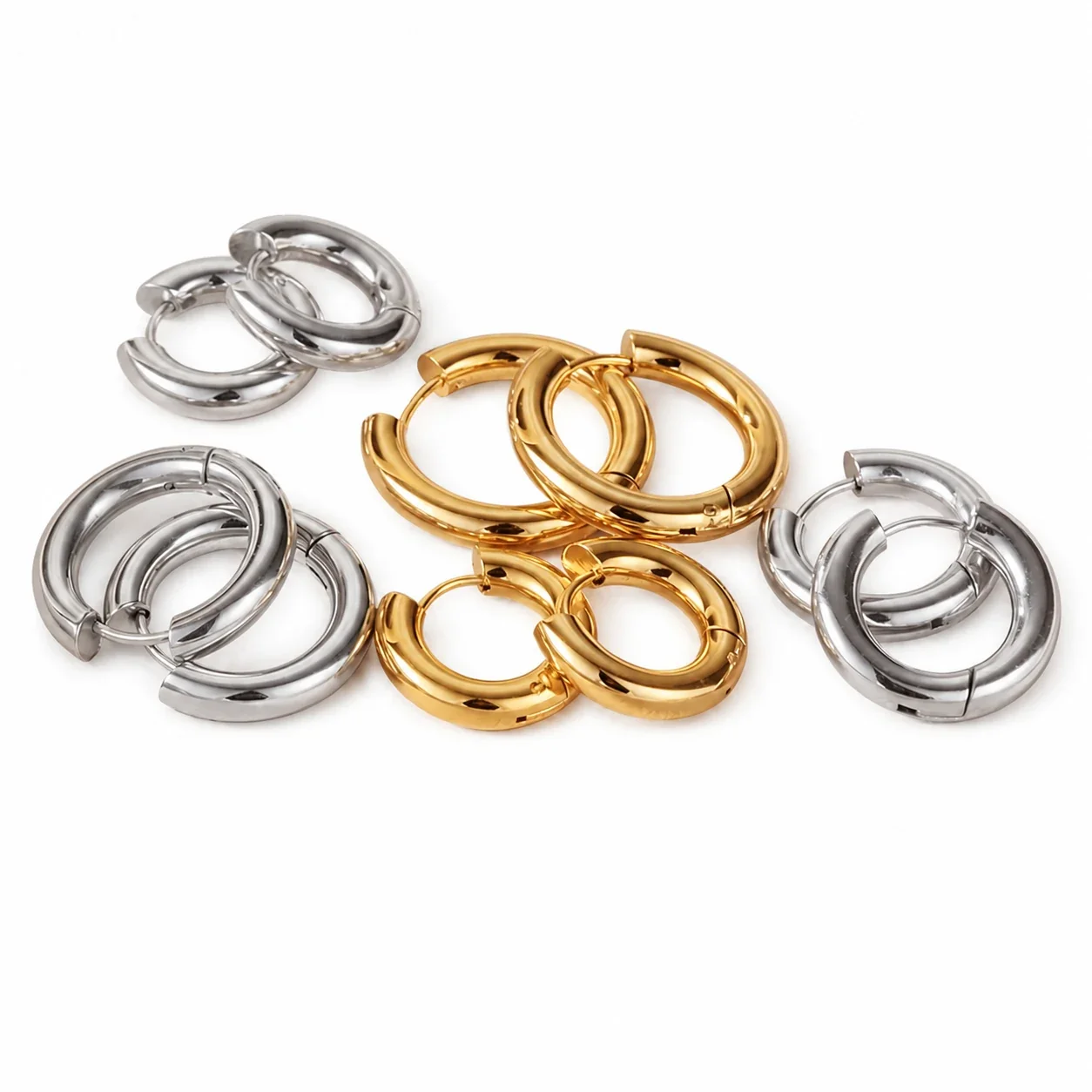 Polished Tube Hinged 316 Stainless Steel Hoop Earrings