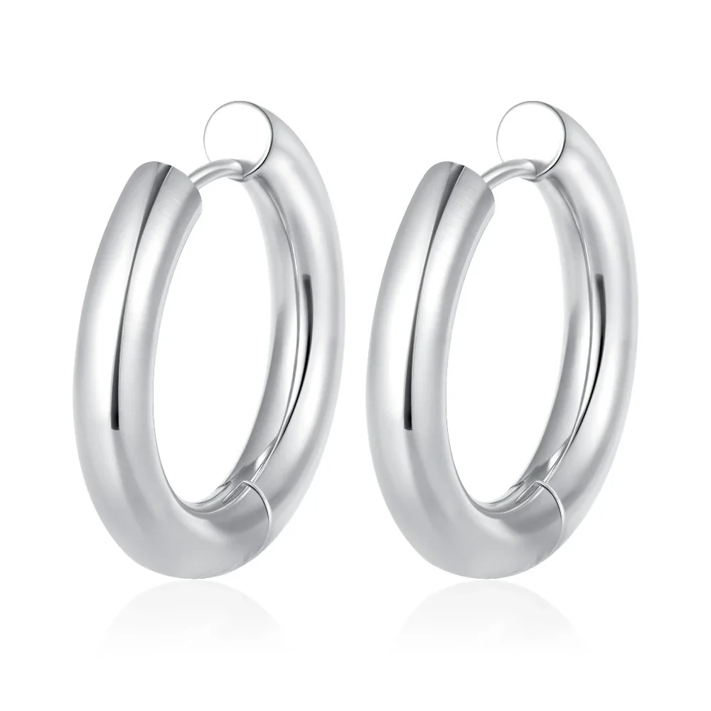 Polished Tube Hinged 316 Stainless Steel Hoop Earrings