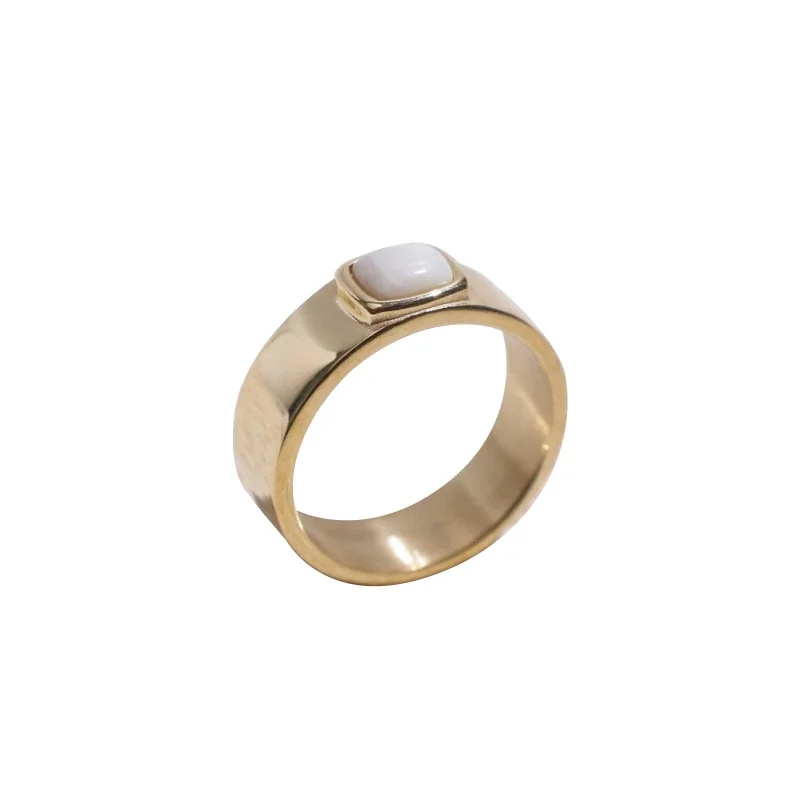 Polished 316 Stainless Steel Cushion Stone Signet Ring