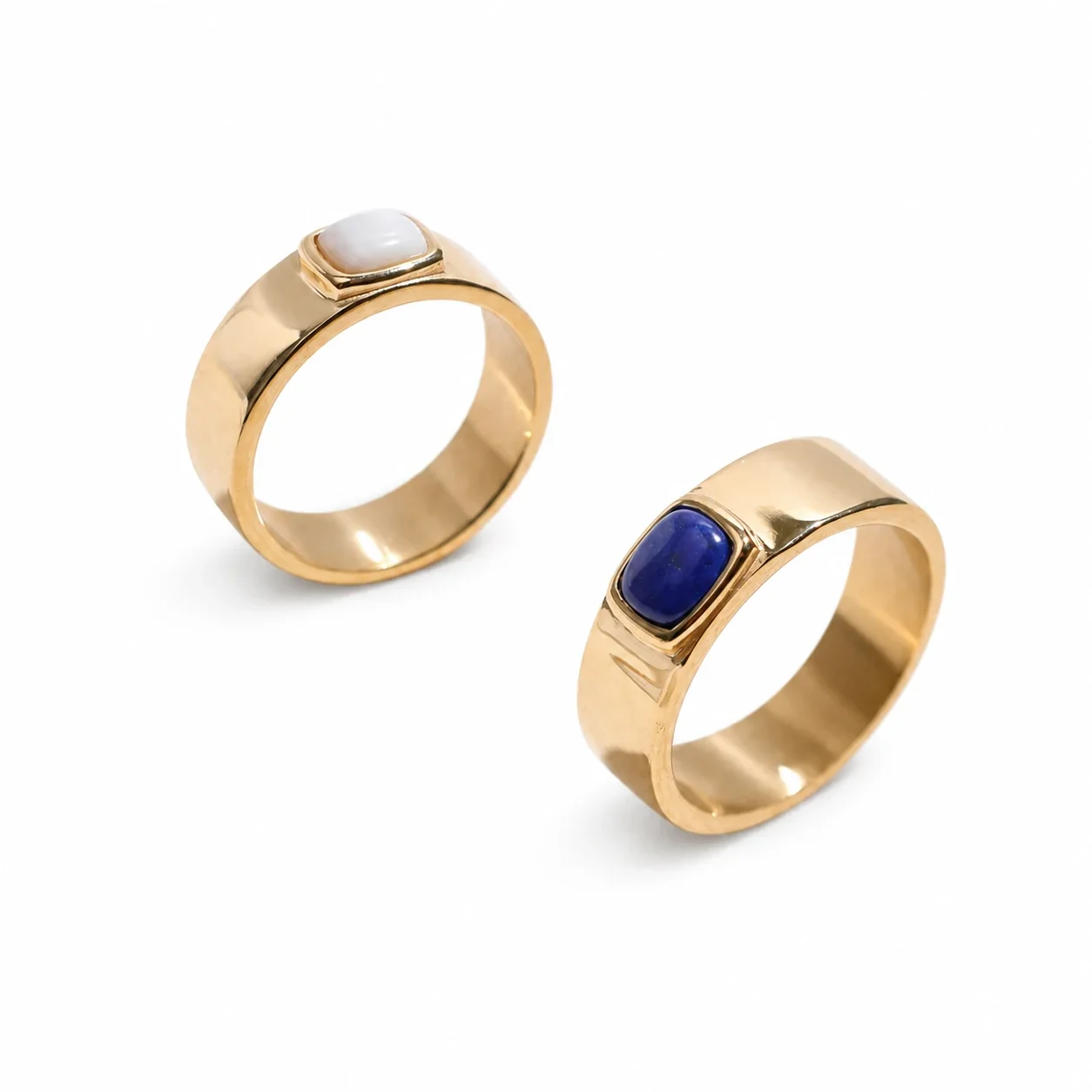 Polished 316 Stainless Steel Cushion Stone Signet Ring