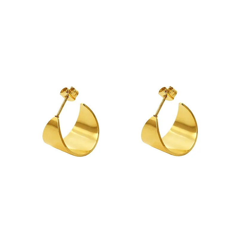 Sculptural 18K Gold-Plated Wide C-Hoop Earrings