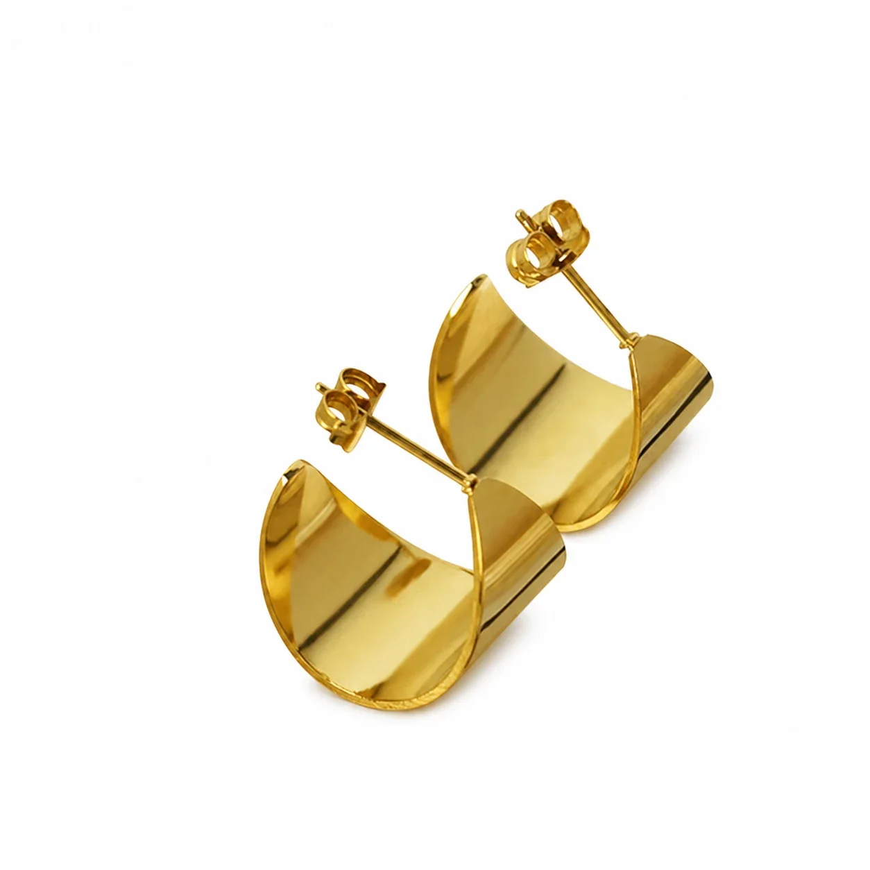 Sculptural 18K Gold-Plated Wide C-Hoop Earrings