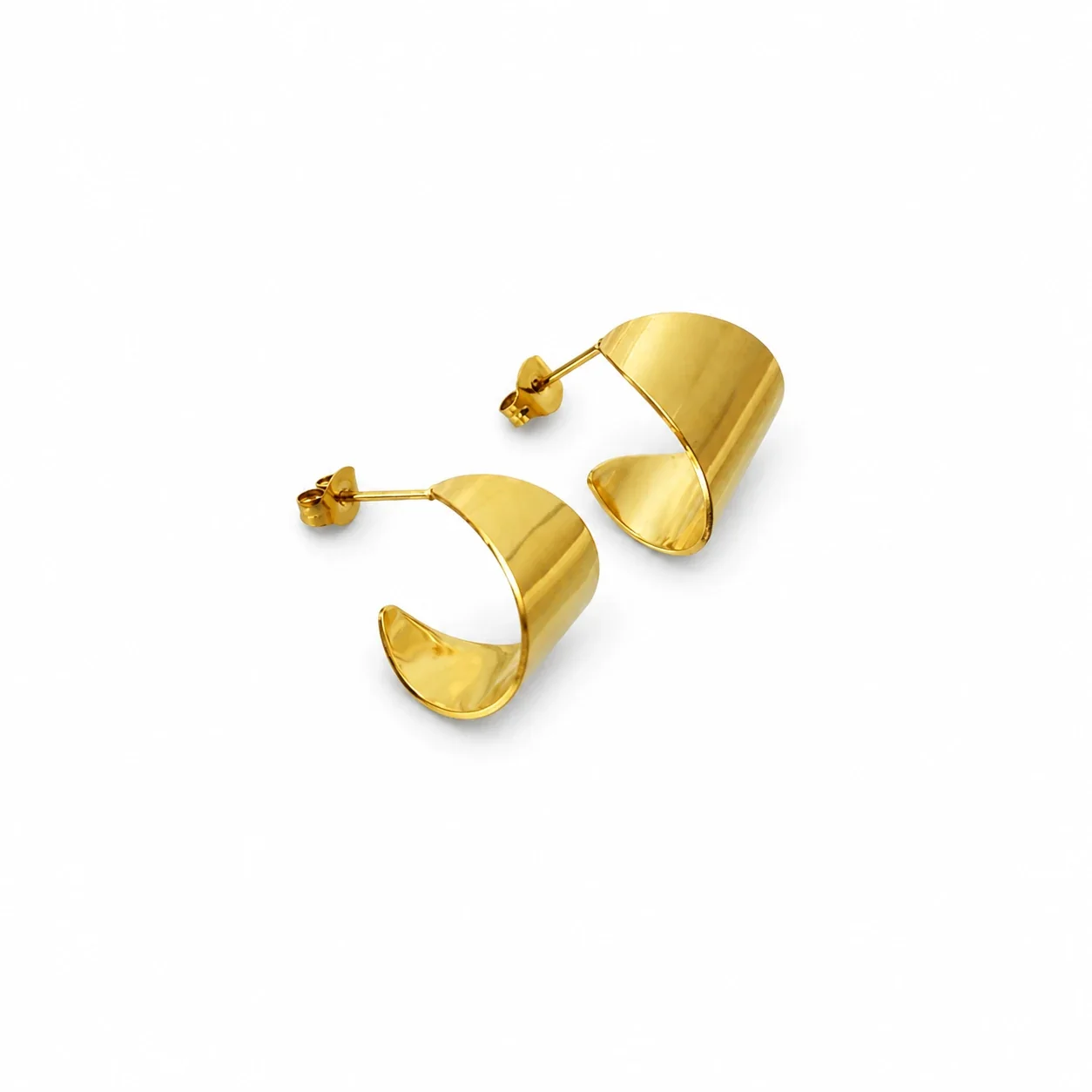 Sculptural 18K Gold-Plated Wide C-Hoop Earrings