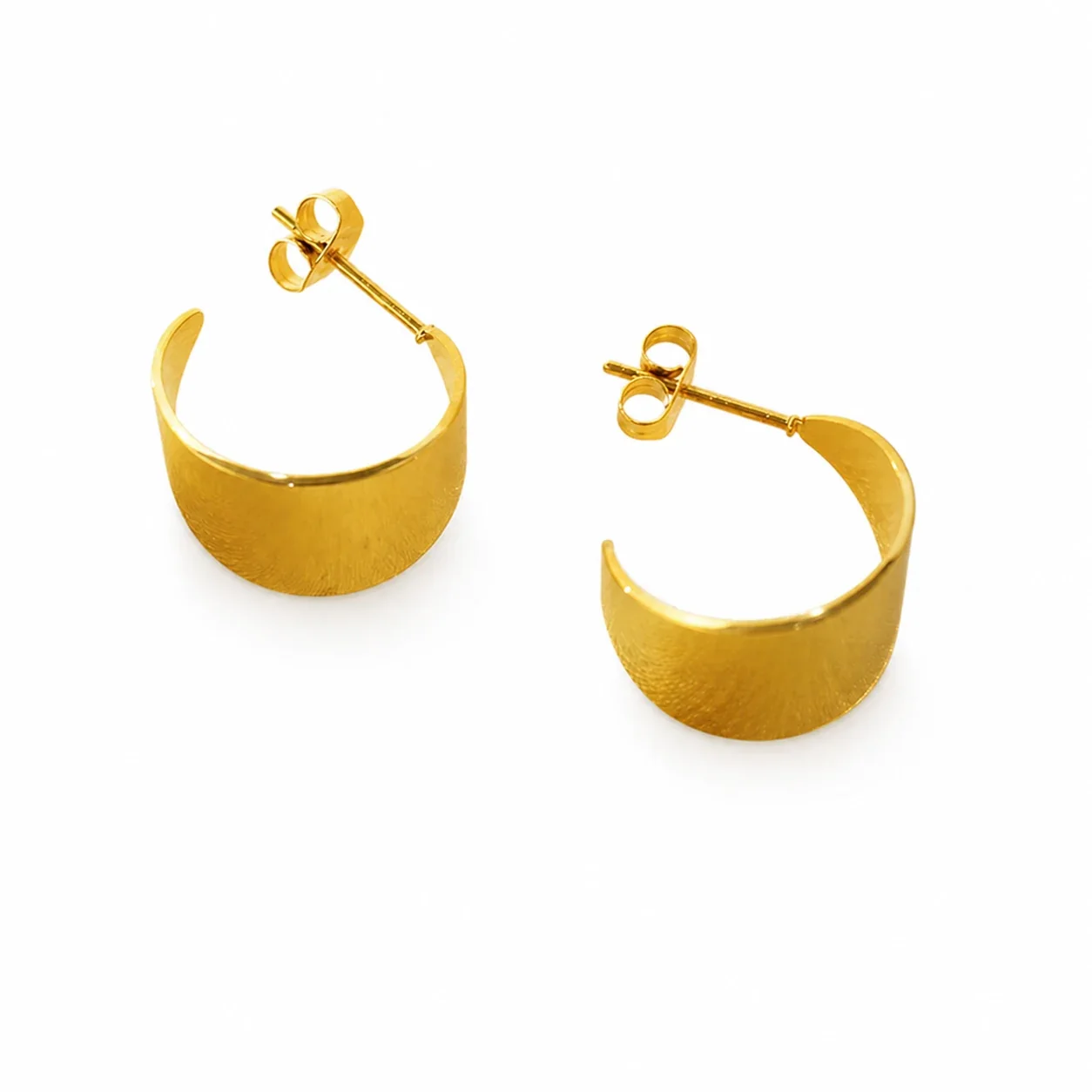 Sculptural 18K Gold-Plated Wide C-Hoop Earrings