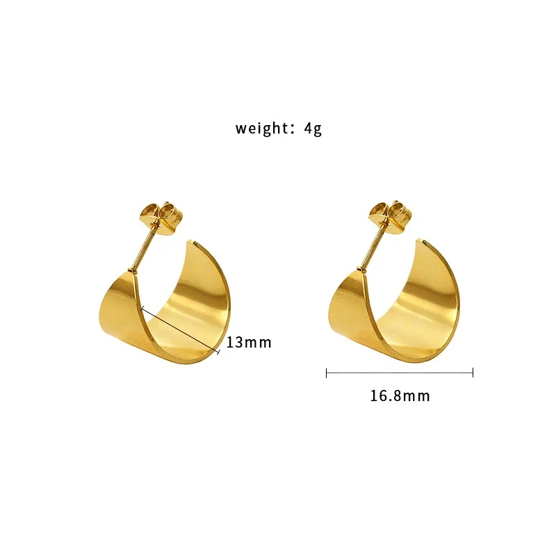 Sculptural 18K Gold-Plated Wide C-Hoop Earrings - Gold