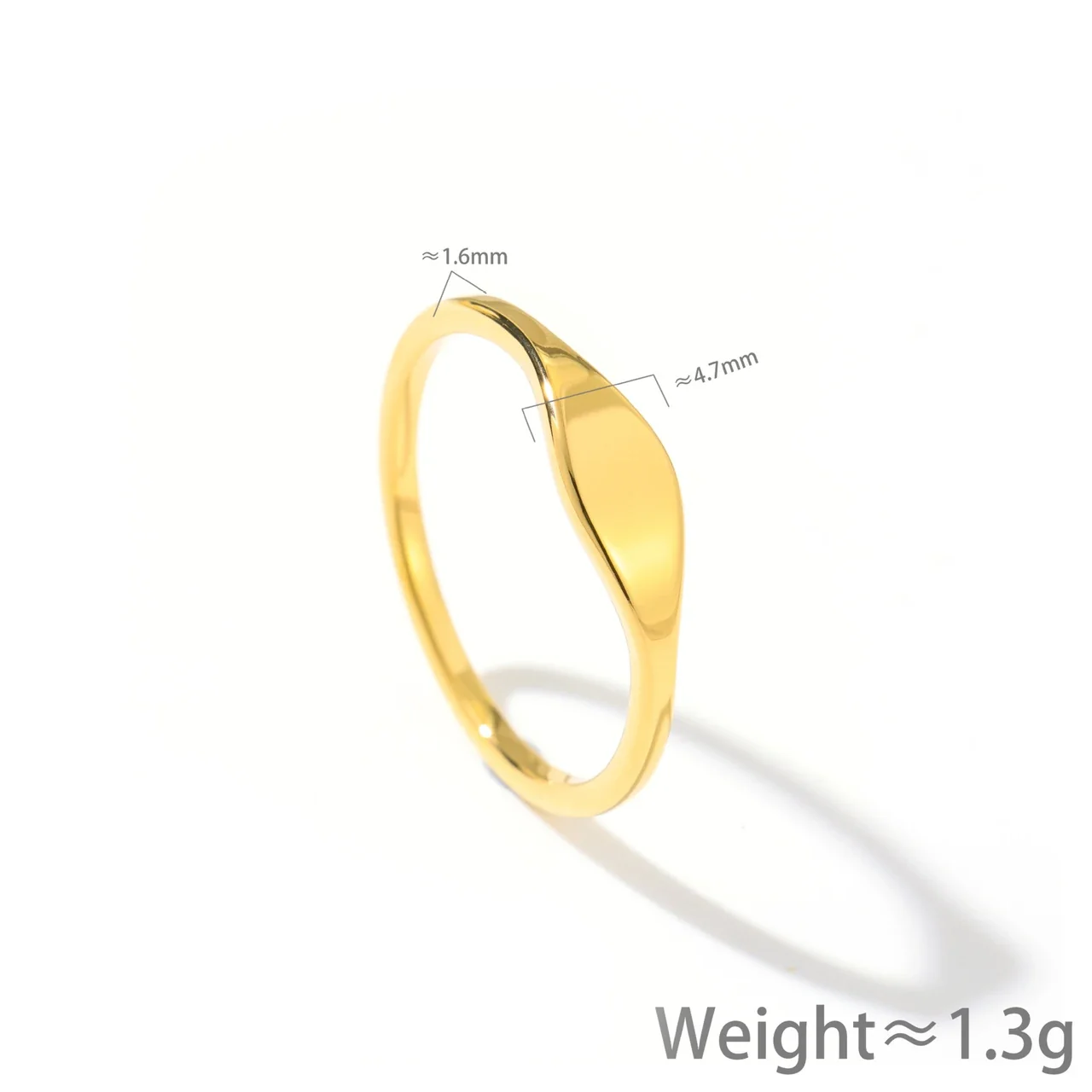 Signet Ring with Asymmetric Oval Face, Gold-Plated Steel