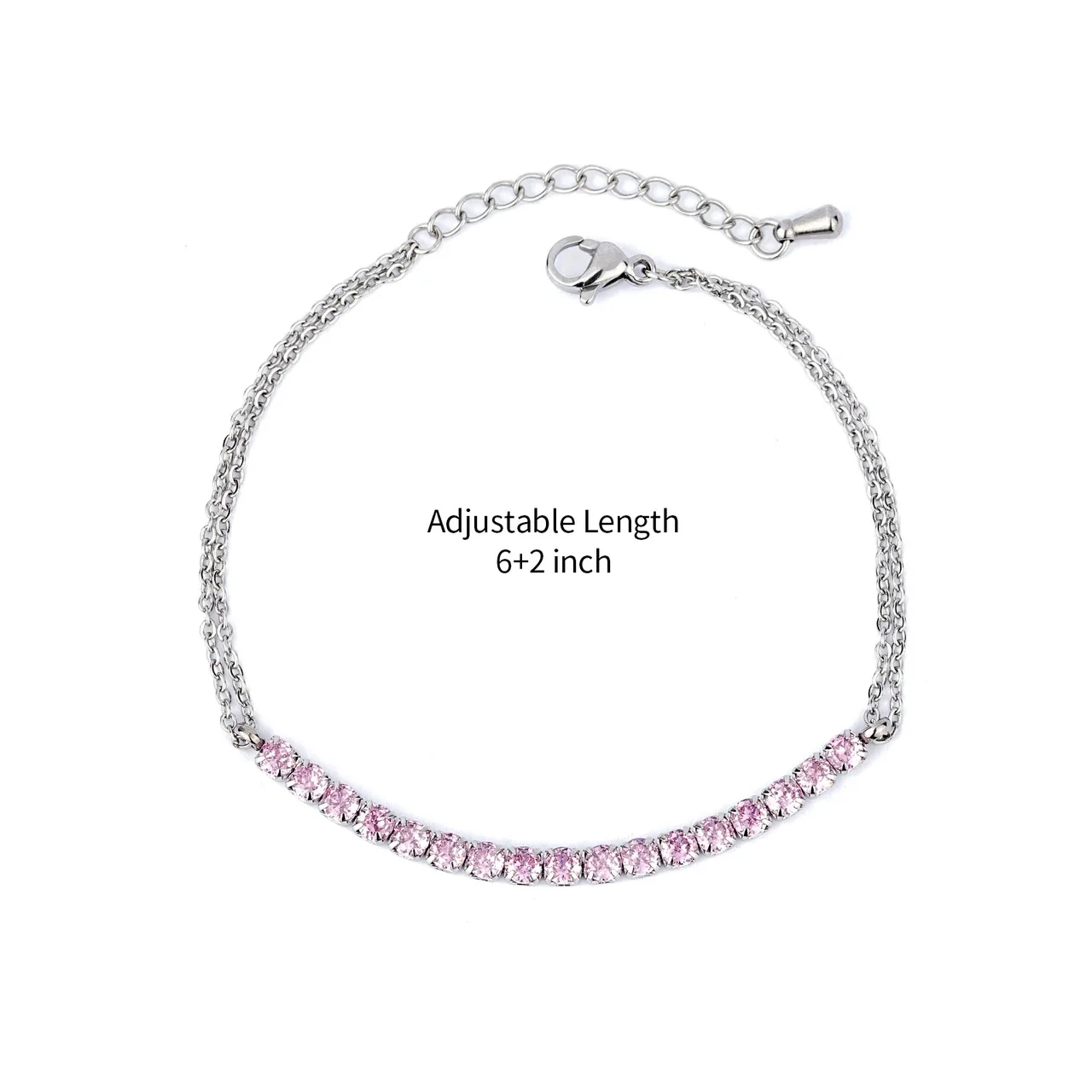 Delicate Stainless Steel Double-Chain Crystal Bar Bracelet - Gold Green Crystal