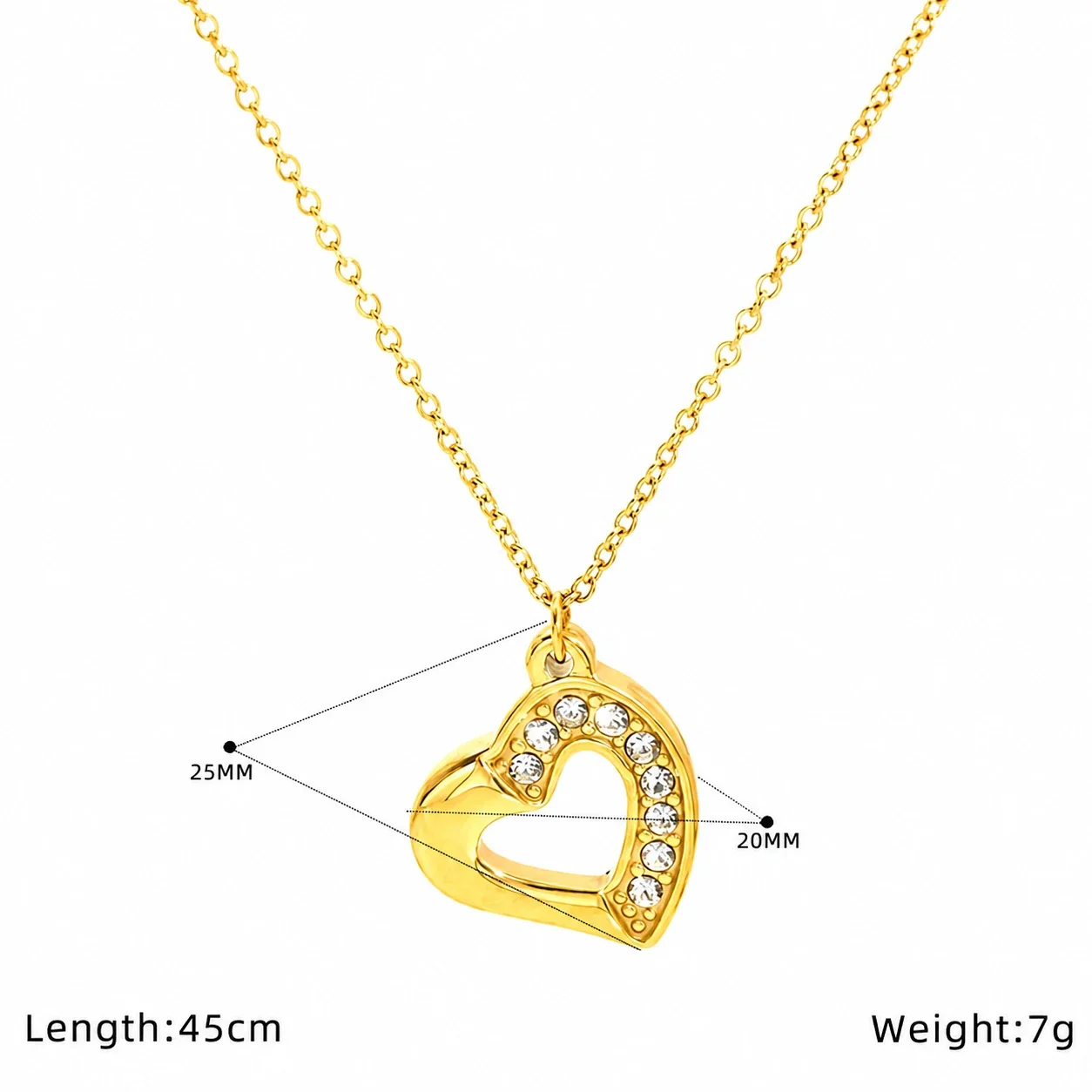 Delicate 18K Gold-Plated Heart, Bow & Cable Chain Necklace