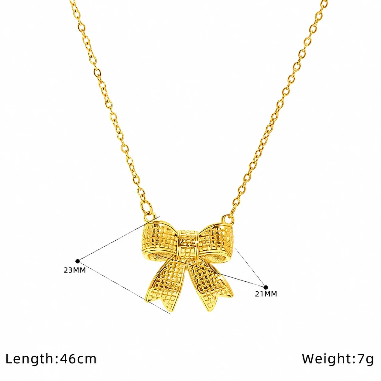 Delicate 18K Gold-Plated Heart, Bow & Cable Chain Necklace - Gold Heart Crystal