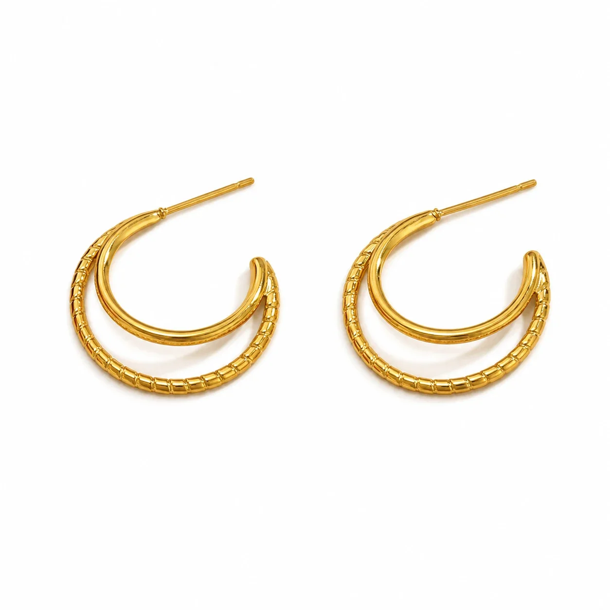 Sculptural 316 Stainless Steel Double Hoop Earrings