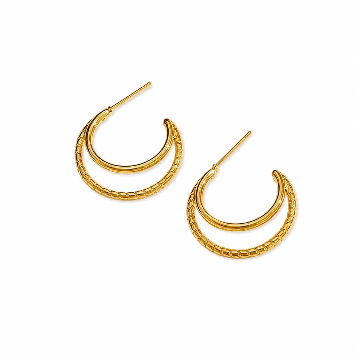 Sculptural 316 Stainless Steel Double Hoop Earrings