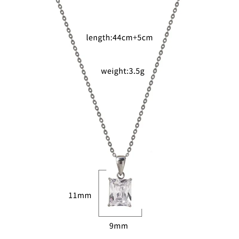 Radiant Silver-Plated Emerald-Cut Prong Pendant Necklace - Silver