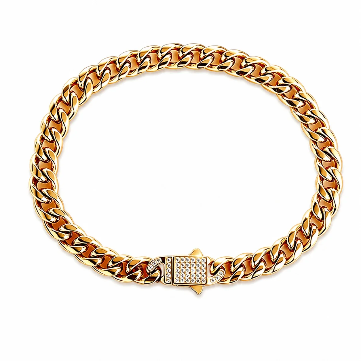 Bold 316 Stainless Steel Cuban Chain Bracelet with CZ Clasp