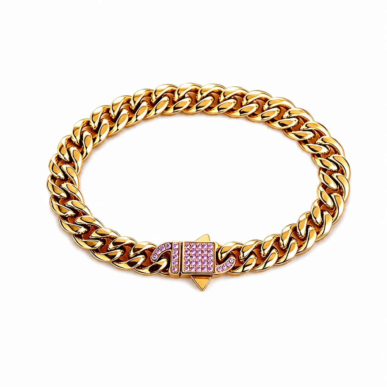 Bold 316 Stainless Steel Cuban Chain Bracelet with CZ Clasp