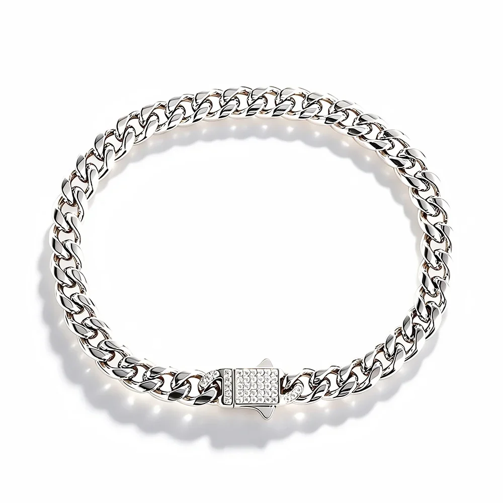 Bold 316 Stainless Steel Cuban Chain Bracelet with CZ Clasp
