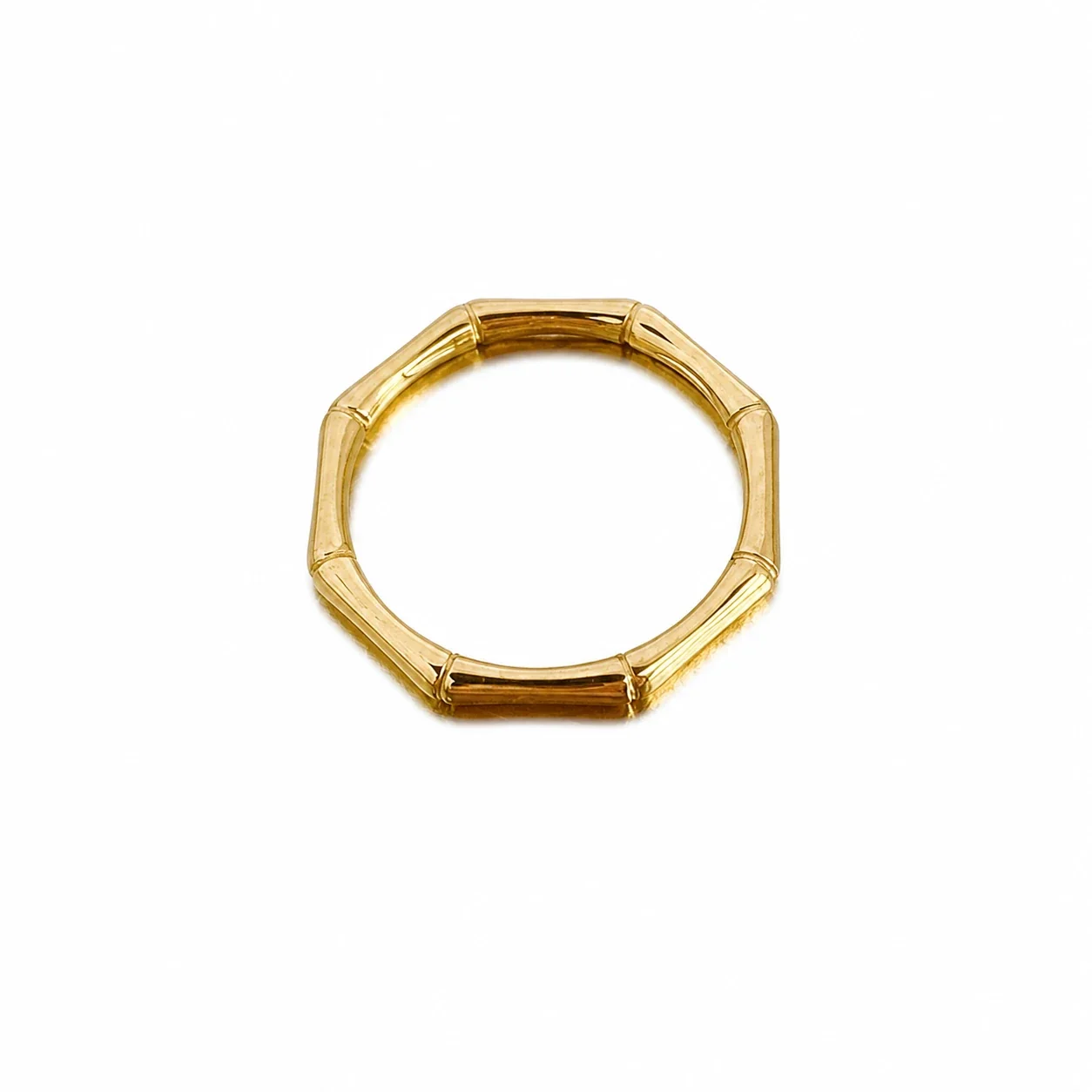 Sculptural Gold-Plated Stainless Steel Bamboo Segment Ring