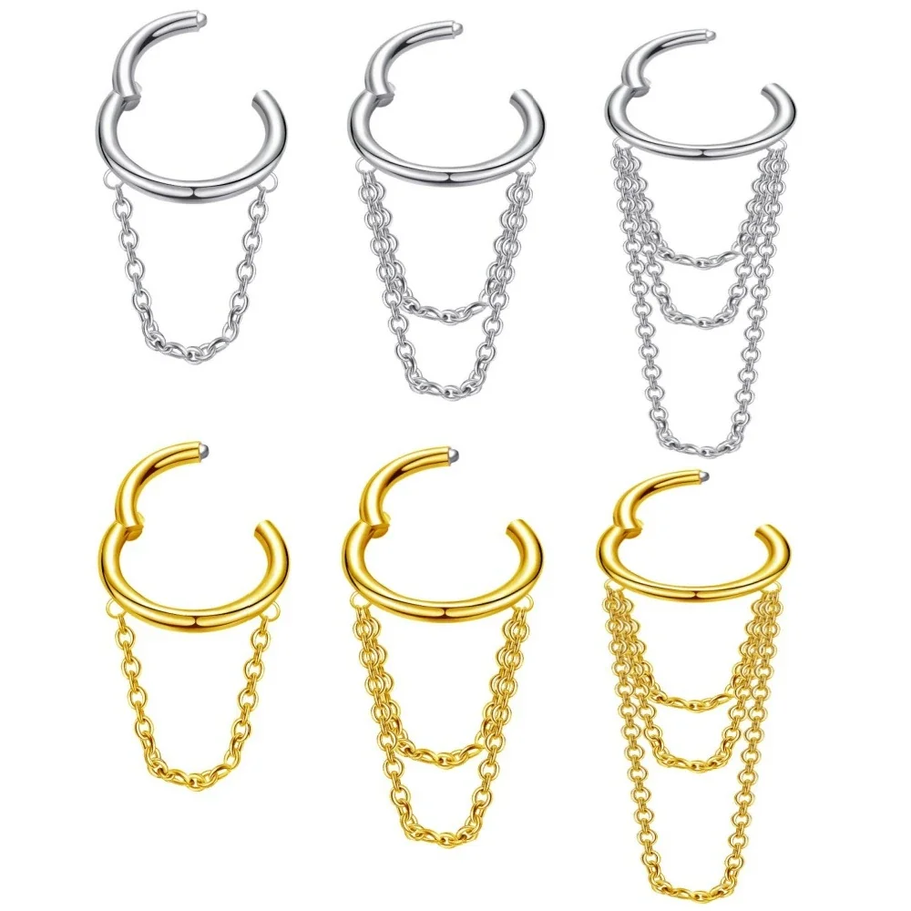 Edgy 316 Stainless Steel Draped Chain Ear Cuff