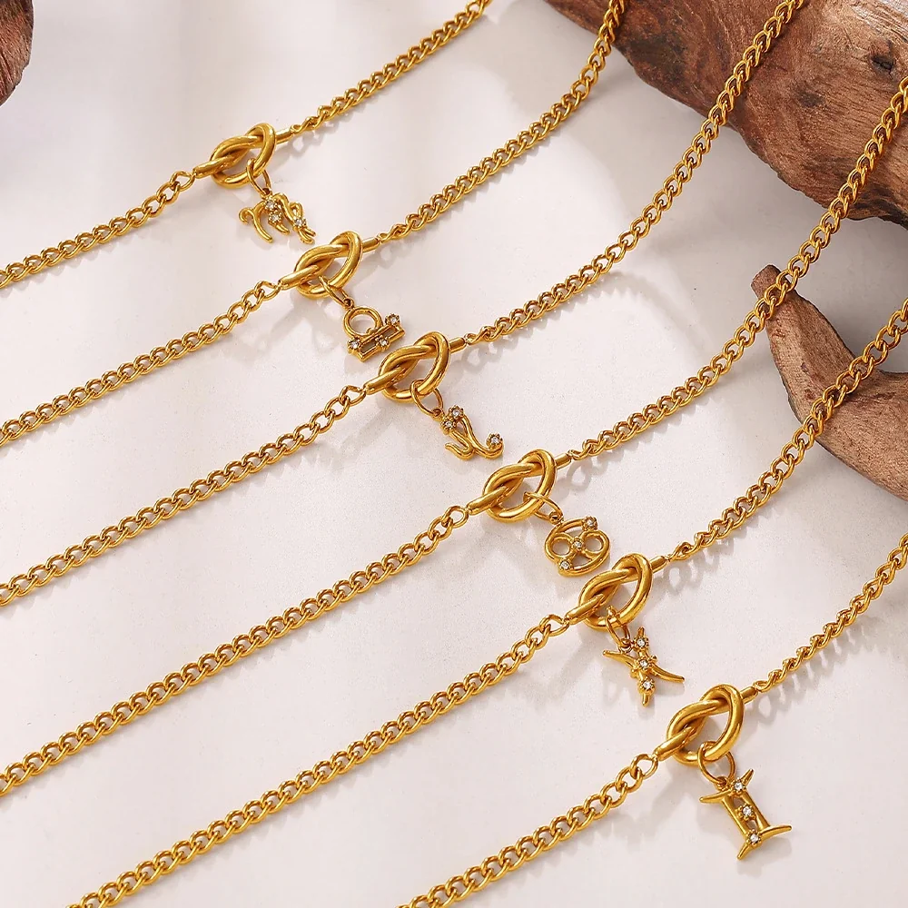 Zodiac Charm Chain Bracelet with Knot Toggle, Gold-Plated Steel