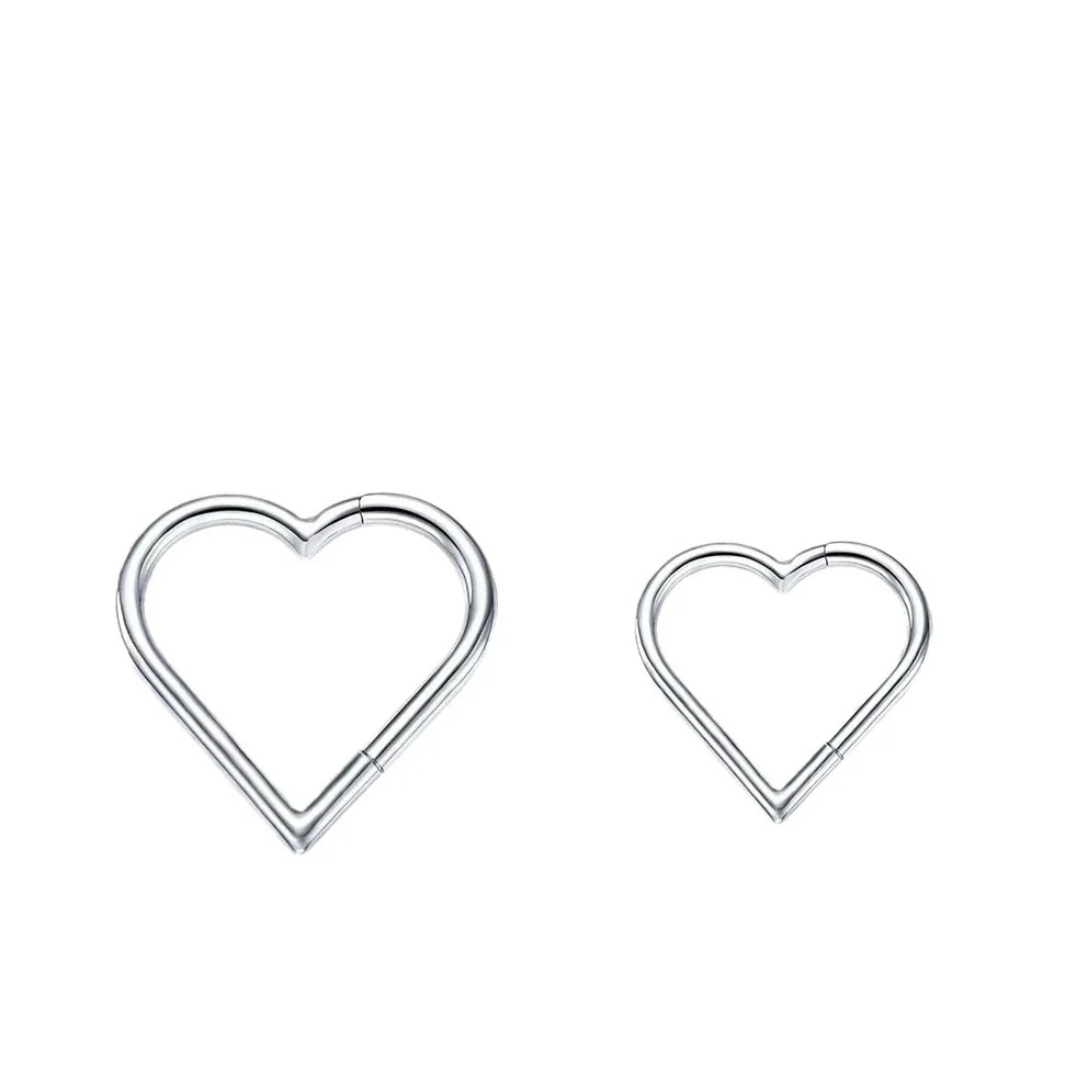 Sculptural 316 Stainless Steel Heart Clicker Ear Cuff