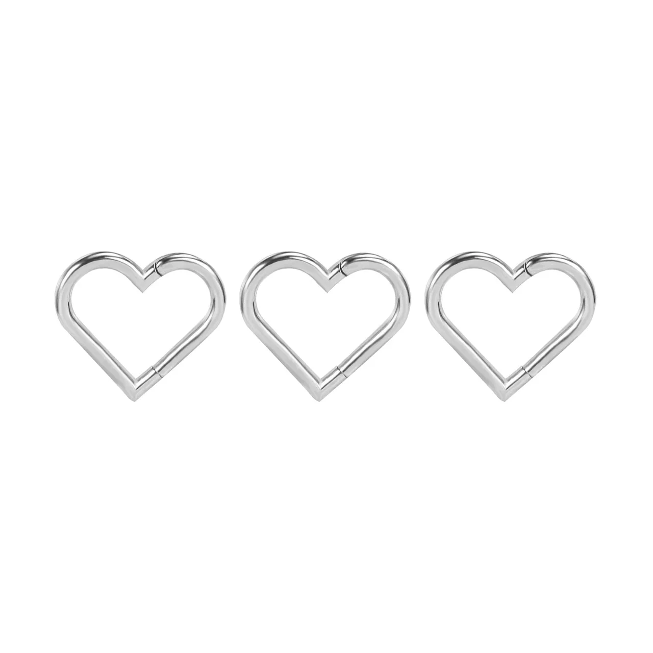 Sculptural 316 Stainless Steel Heart Clicker Ear Cuff - Steel
