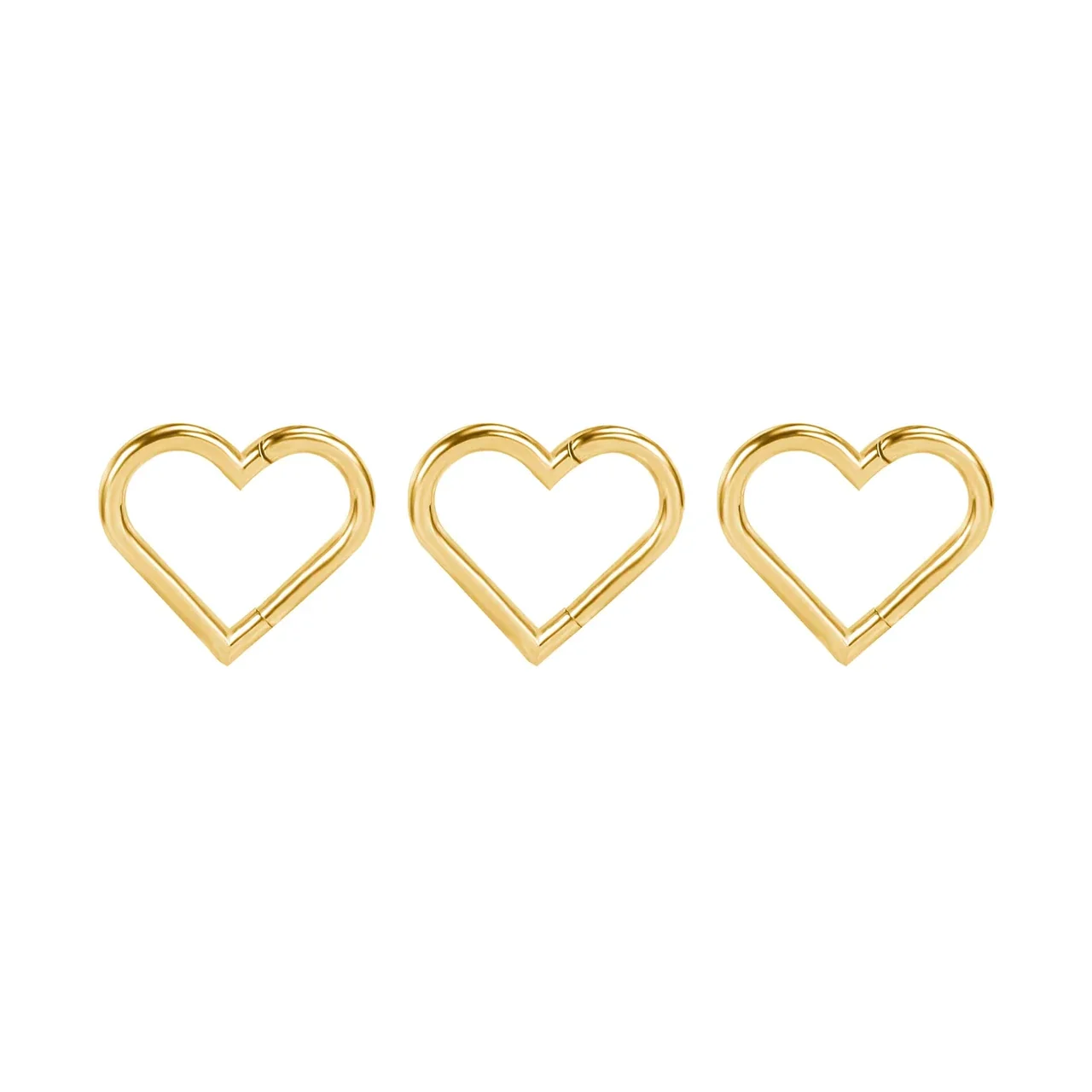 Sculptural 316 Stainless Steel Heart Clicker Ear Cuff - Gold