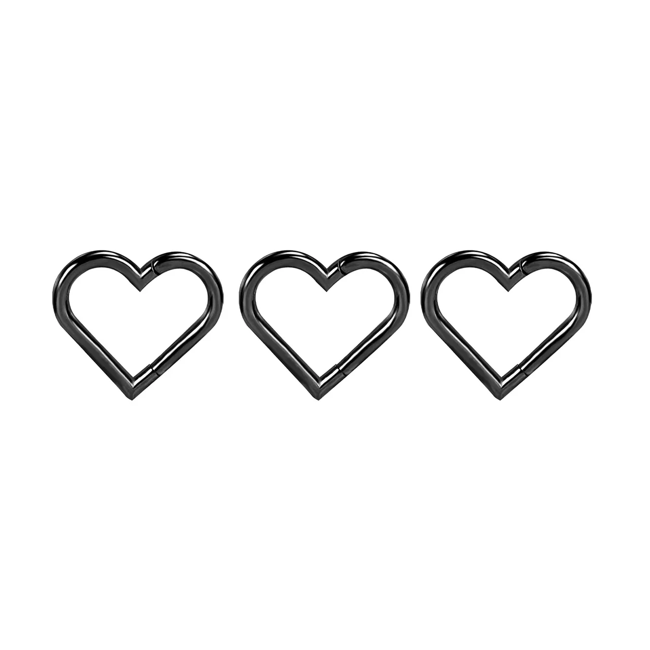 Sculptural 316 Stainless Steel Heart Clicker Ear Cuff - Black