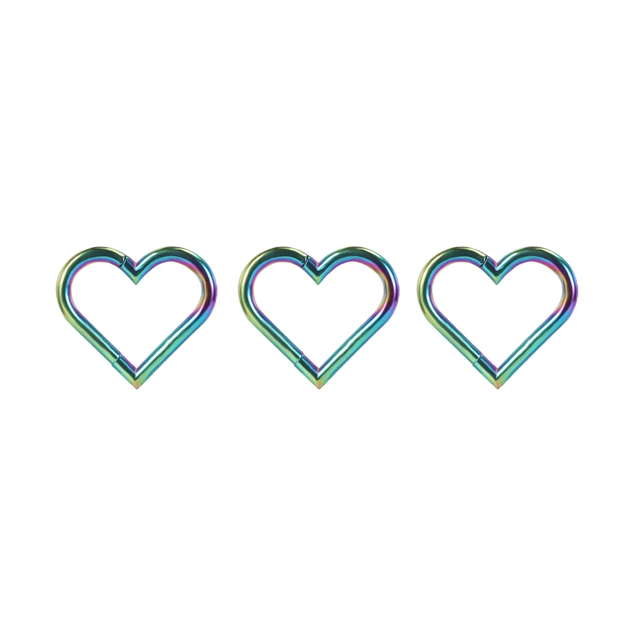 Sculptural 316 Stainless Steel Heart Clicker Ear Cuff - Rainbow