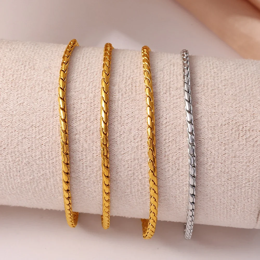 Anklet Braided Snake Chain 18K Gold-Plated Steel