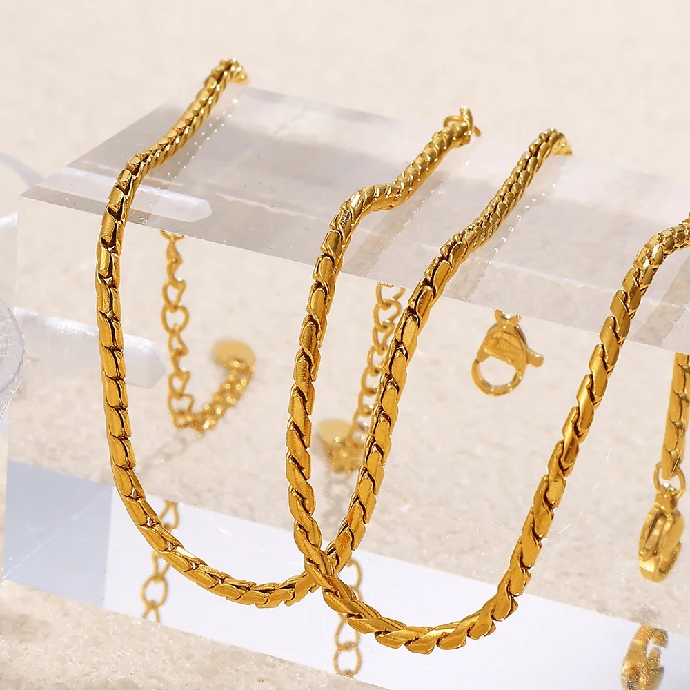 Anklet Braided Snake Chain 18K Gold-Plated Steel