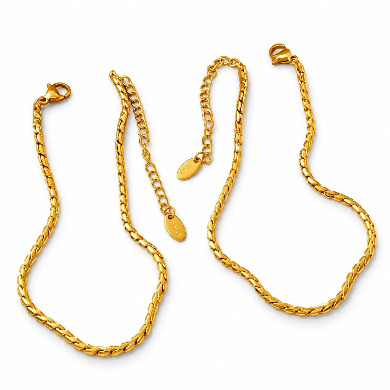 Anklet Braided Snake Chain 18K Gold-Plated Steel