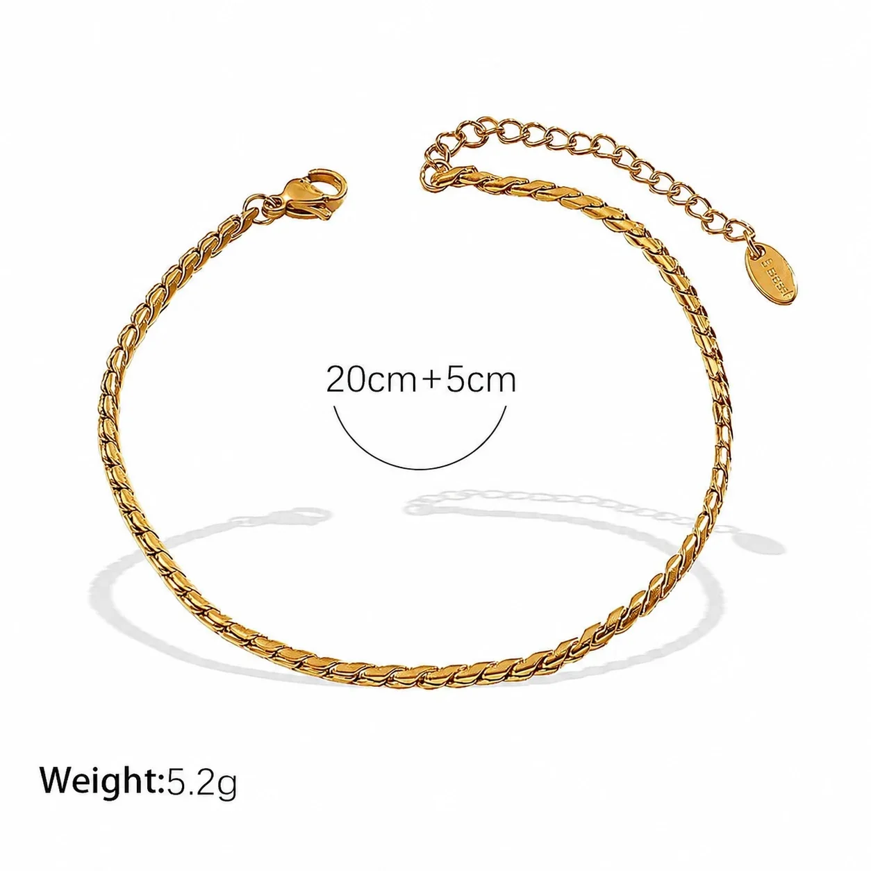 Anklet Braided Snake Chain 18K Gold-Plated Steel - Gold