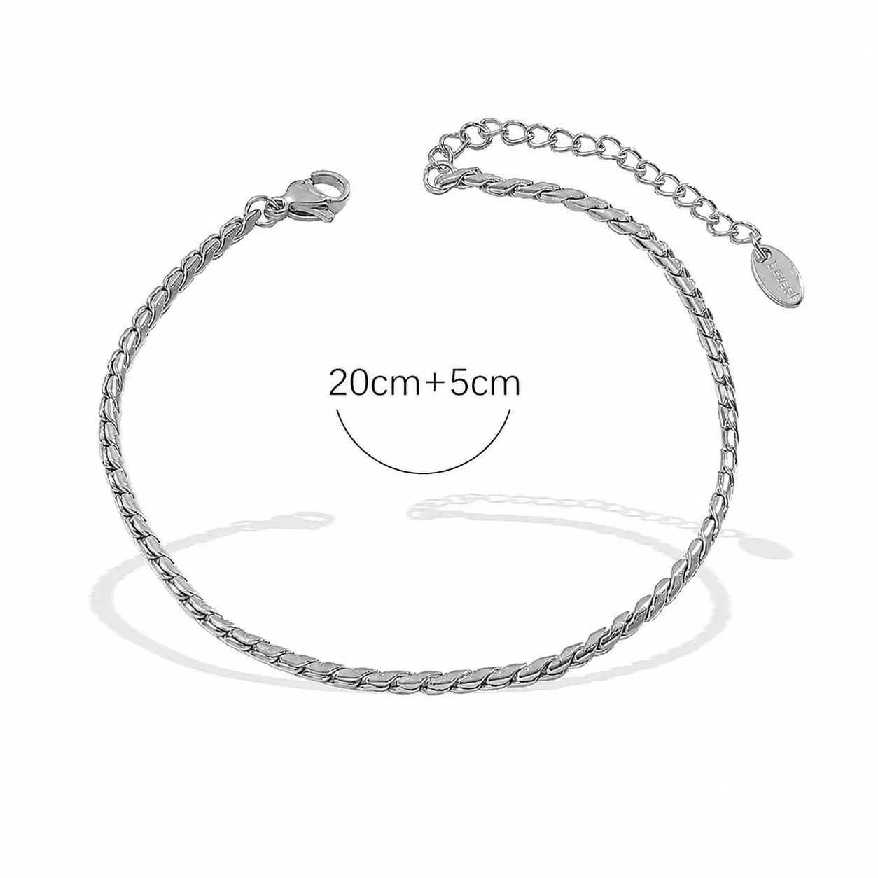 Anklet Braided Snake Chain 18K Gold-Plated Steel - Silver