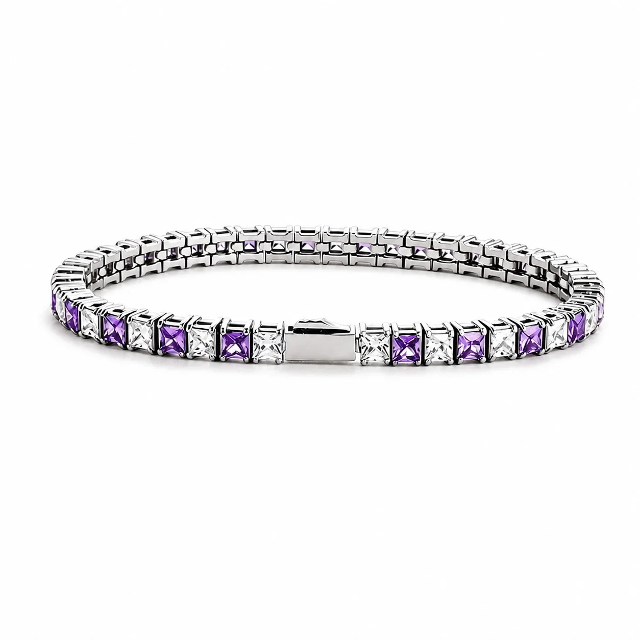 Graphic 316 Stainless Steel Square CZ Tennis Bracelet